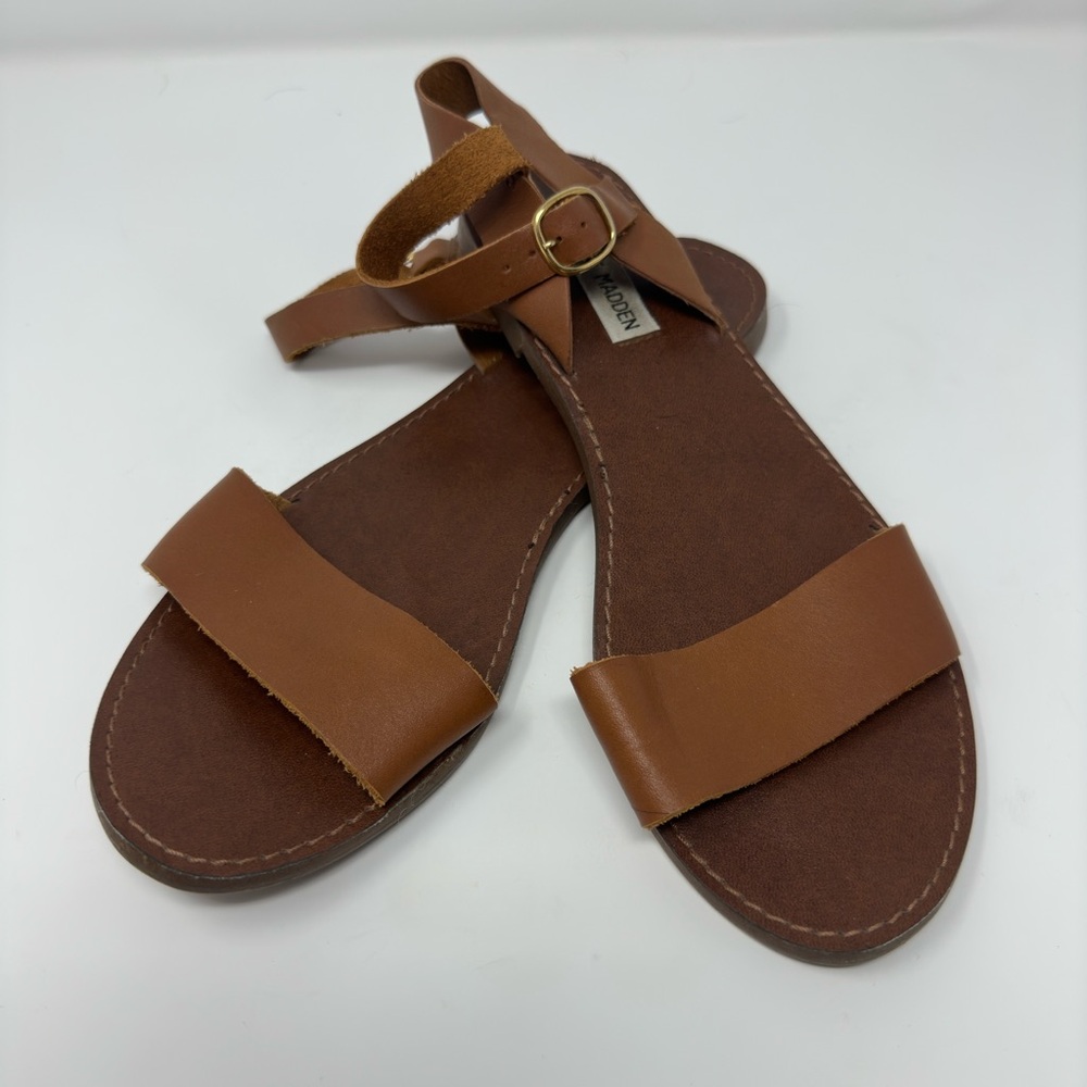 Steve Madden Women’s Ankle Strap Sandals in Cognac - 9